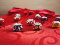 Galaxy Gold GG Genuine Murano Glass Charm Fit Pandora Charm Bracelets,925 Sterling Silver Colored Swirl Rainbow Red Hearts Charm Original Glass Bead for Bracelet and Necklace