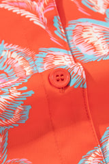 Black Floral Print Lapel Collar Loose Shirt Mini Dress