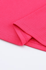 Black Plain Solid Color Ribbed Long Sleeve Mock Neck Top