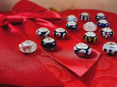 Galaxy Gold GG Genuine Murano Glass Charm Fit Pandora Charm Bracelets,925 Sterling Silver Colored Swirl Rainbow Lilac on Purple Flower in Abyss Charm Original Glass Bead for Bracelet and Necklace