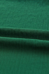 Green Casual Shirred Cuffs Half Sleeve Top