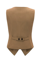 Chestnut Solid Color Button Up V Neck Suit Vest