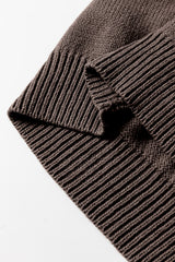 Dark Khaki Hollow Knit Drop Shoulder Cardigan