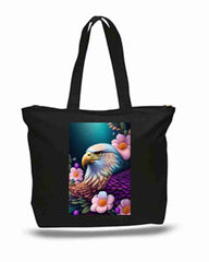 Bald Eagles and Flowers New Zipper Tote Bag