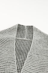 Gray Chunky Knit Pockets Drop Sleeve Cardigan