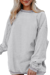 Red Contrast Trim Crinkle Rib Oversized Sweatshirt