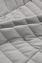 Burgundy Plush Collared Quilted Zipped Puffer Vest