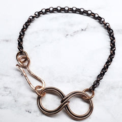 Copper Double Infinity Chain Bracelet For Him and Her