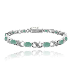 10.00 CT Genuine Opal Infinity Bracelet Embellished with Crystals in