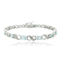 10.00 CT Genuine Blue Topaz Infinity Bracelet Embellished with Crysta