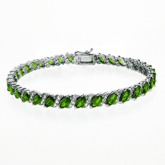 20.00 CT Genuine Emerald Vine Bracelet Embellished with Crystals in