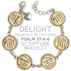 Delight Yourself in the Lord Scripture Bracelet - Psalm 37:4-6 Glass