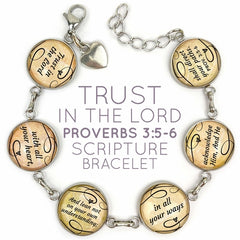 "Trust In The Lord" Proverbs 3:5-6 Scripture Bracelet – Glass Charm
