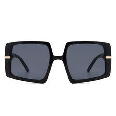 Jasmoria - Oversize Square Geometric Irregular Flat Top Women Sunglass