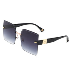 Brisla - Chic Oversized Rimless Square Tinted Fashion Women's Sunglass