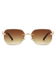 Solar - Curved Tinted Rimless Rectangle Sunglasses