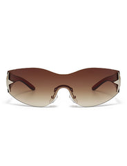 Vyrin - Star Designed Rimless Sleek Wraparound Shield Sunglasses