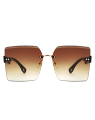 Zephyr - Oversized Tinted Curved Lens Square Fashion Sunglasses