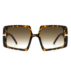 Jasmoria - Oversize Square Geometric Irregular Flat Top Women Sunglass