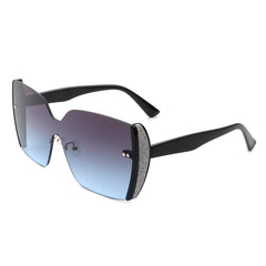 Xanadune - Square Oversize Half Frame Tinted Retro Fashion Women Sung