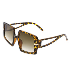 Jasmoria - Oversize Square Geometric Irregular Flat Top Women Sunglass