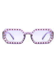 Whisp - Square Retro Rhinestone Tinted Geometric Fashion Sunglasses