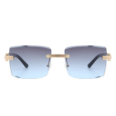 Tycho - Retro Rimless Square Tinted Flat Top Sunglasses