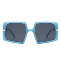 Jasmoria - Oversize Square Geometric Irregular Flat Top Women Sunglass