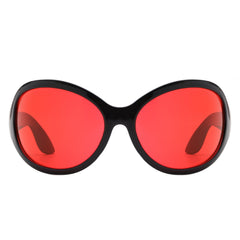 Aerith - Oversized Curved Round Fashion Sunglasses for Women
