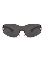 Vyrin - Star Designed Rimless Sleek Wraparound Shield Sunglasses