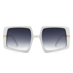 Jasmoria - Oversize Square Geometric Irregular Flat Top Women Sunglass