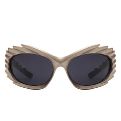 Nightgle - Rectangle Wrap Around Oval Spike Sport Sunglasses