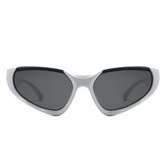 Dazzling - Retro Rectangle Wrap Around Fashion Sunglasses