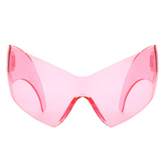 Clutch - Modern Rimless Oversized Color Pop Curved Sunglasses