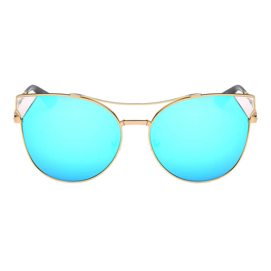 Aspen - Women Trendy Mirrored Lens Cat Eye Sunglasses