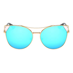 Aspen - Women Trendy Mirrored Lens Cat Eye Sunglasses