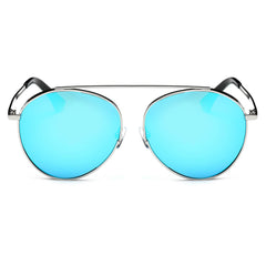 Bethel - Retro Mirrored Lens Teardrop Aviator Sunglasses