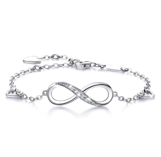 White Elements Infinite Pendant Chain Bracelet in 14K White Gold