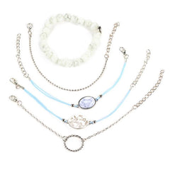 White Marble Filligree Strectch 5 Piece Bracelet ITALY Design