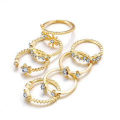 5 Piece Stars Ring Set With Crystals 18K Gold Plated Ring in 18K Gold