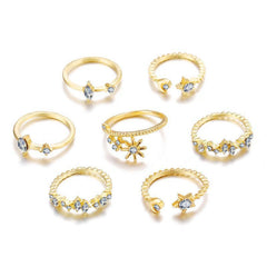 5 Piece Stars Ring Set With Crystals 18K Gold Plated Ring in 18K Gold