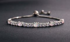 Fiery Opal Tennis Bracelet Made with Crystals in Rose Gold