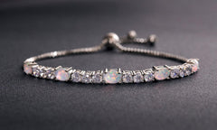 Fiery Opal Tennis Bracelet Made with Crystals in Rose Gold