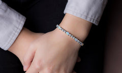 Fiery Opal Tennis Bracelet Made with Crystals in Rose Gold