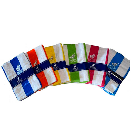 PBG Polo Striped 100% Cotton Full Size Every Day Towels 6 Pack