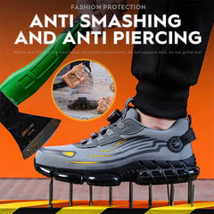 Rotating Button New Safety Shoes Men Anti-smash Anti-puncture Work