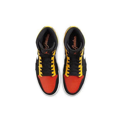 Nike Air Jordan 1 Mid Black Amarillo Orange Sneakers Shoes 852542-087