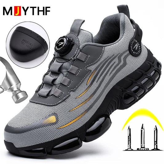Rotating Button New Safety Shoes Men Anti-smash Anti-puncture Work