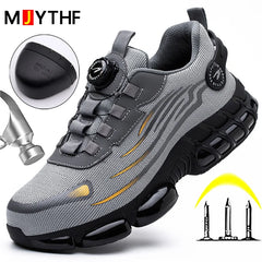 Rotating Button New Safety Shoes Men Anti-smash Anti-puncture Work