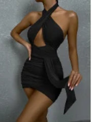 Sexy Halter Sleeveless Bodycon Mini Dress Women's Backless Party